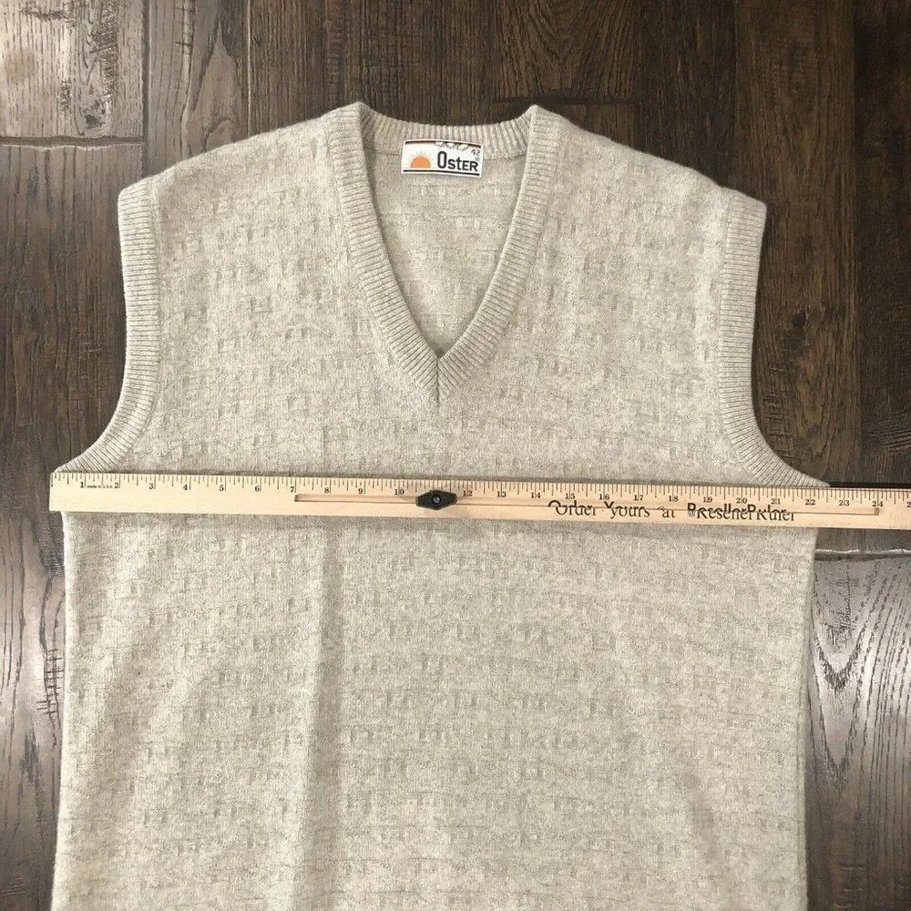 Vintage Oster Size 42 Wool Sweater Vest Beige Tan‎ V Neck Grandpa